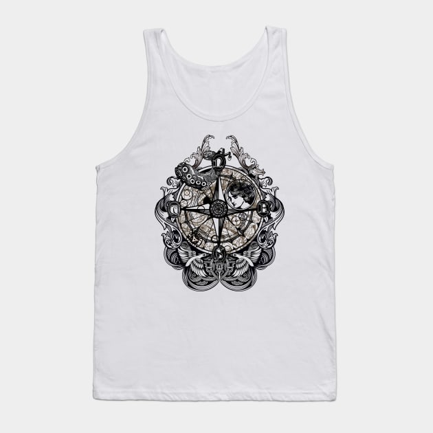 Steampunk Compass Tank Top by Marike Korting Art